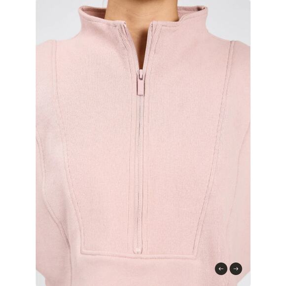 BuffBunny Collection Threads Quarter Zip Crop Berry Ice Pullover Sweater Top - Picture 2 of 9